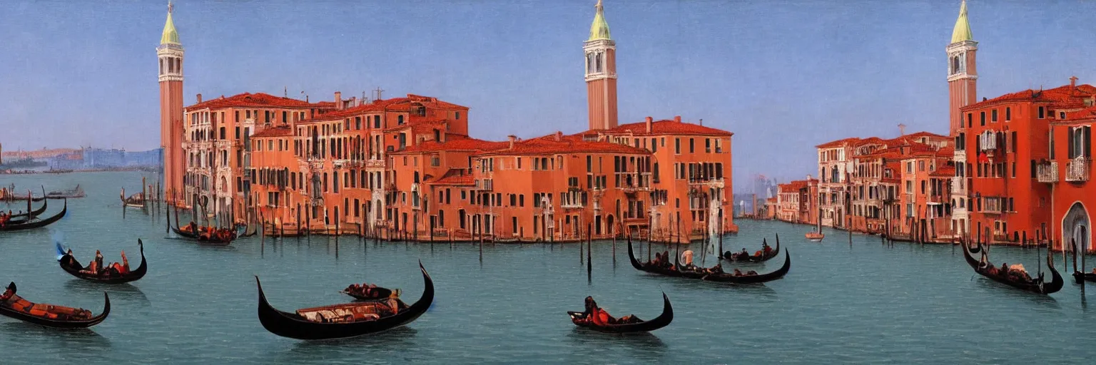 Image similar to venice cityscape oil painting magritte