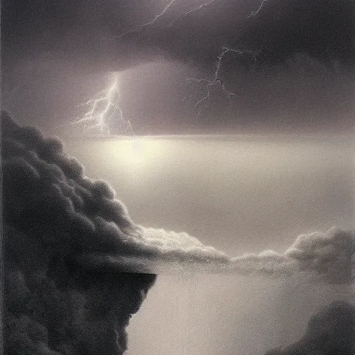 Image similar to killua zoldyck made by zdzisław beksinski, thunderstorm, 8 k, detailed, cinematic, rain, crying, black