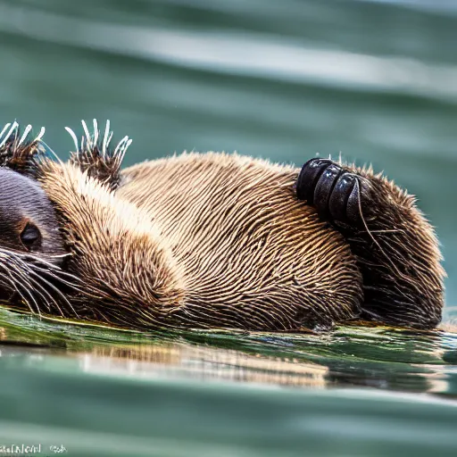 Image similar to a Sea-otter-Tardigrade-hybrid, award-winning-photograph, beautiful daylight, crystal-clear-focus, sharp-lens, amazing photography