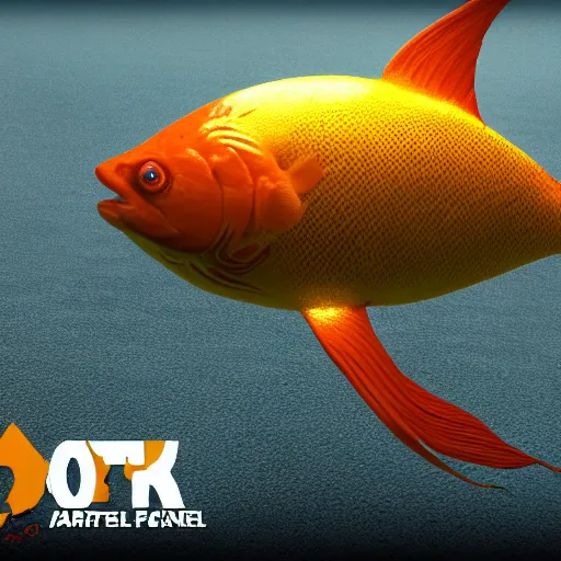 Prompt: golden fish concept art octane unreal engine artstation