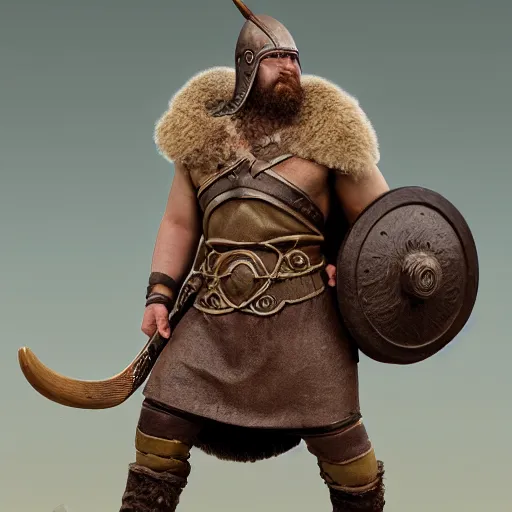 Image similar to of a 3d clay model of a viking from valhalla, wearing the horned helmet ultra fine detail, hair strands, ultra high resolution, fine texture detail, miniature painting techniques, perfect proportions, marvel cinematic universe