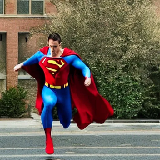 Image similar to Photo of Ryan Gosling as Superman, floating