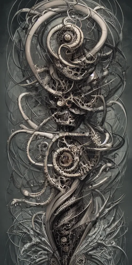 Image similar to biomechanical typography by hr giger and peter mohrbacher