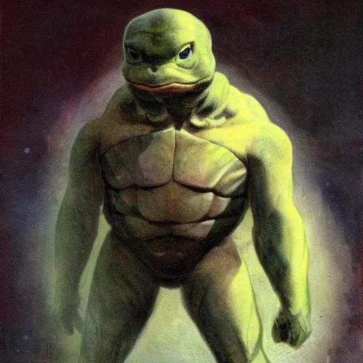 Prompt: anthropomorphic turtle humanoid, carapace, frank frazetta, blizzard, winter, night, furs, fantasy