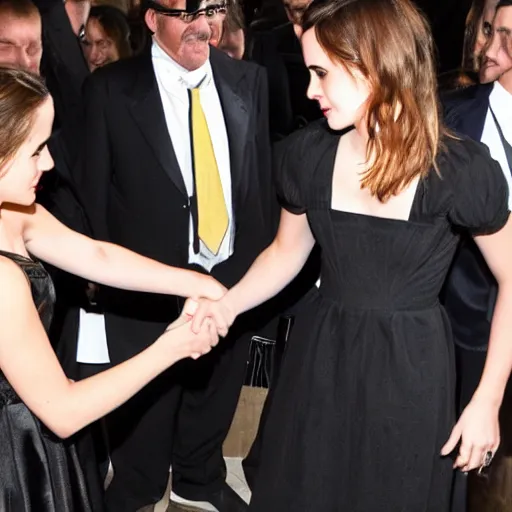 Image similar to emma watson and johnny depp shaking hands