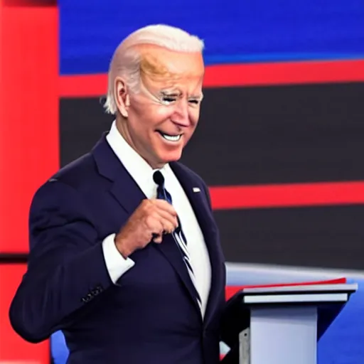 Image similar to joe biden accidentally uses a hot dog as a microphone at presidential debate