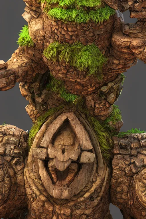 Image similar to zelda fantasy art giant golem troll wood rock greeble gemstone, global illumination ray tracing hdr fanart arstation by sung choi and eric pfeiffer and gabriel garza and casper konefal