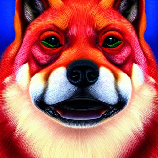 Image similar to zoomorphic a red face wolf, pepe the frog like face, digital painting, ultra sharp, by gary cook