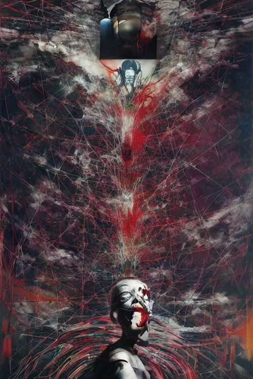 Image similar to the physical impossibility of death, in a brutalist designed space ship, hauntingly surreal, gothic, rich deep colours, painted by francis bacon, adrian ghenie, james jean and petra cortright, part by gerhard richter, part by takato yamamoto. 8 k masterpiece