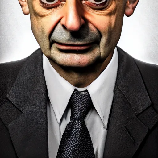 Image similar to mr. bean as a member of isis, serious, dramatic, extreme detail, 8 k resolution, sharp focus,