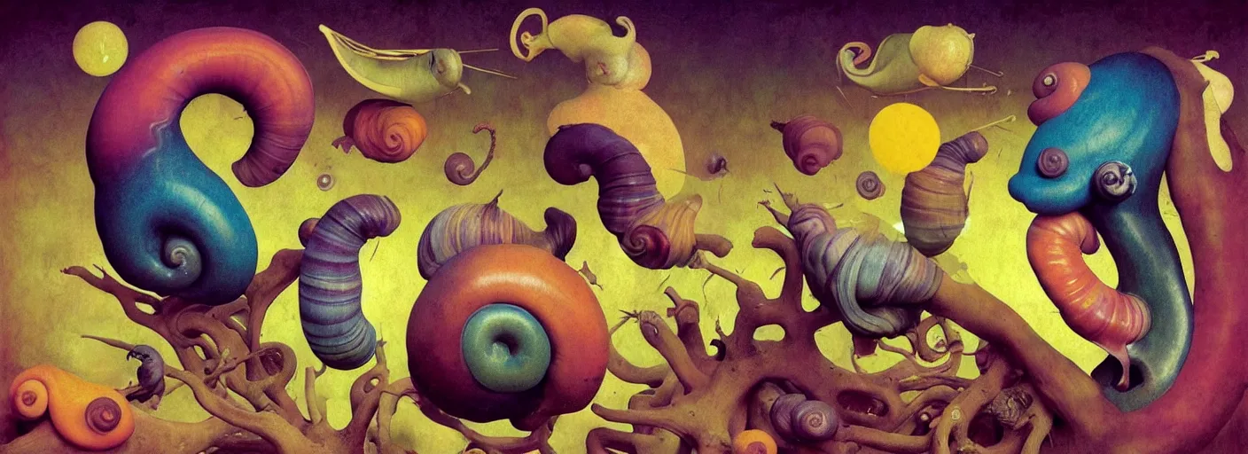 Prompt: surreal colorful single! clay snail head portrait concept art anatomy, action pose, very coherent and colorful high contrast masterpiece by norman rockwell franz sedlacek hieronymus bosch dean ellis simon stalenhag rene magritte gediminas pranckevicius, dark shadows, sunny day, hard lighting, reference sheet white! background