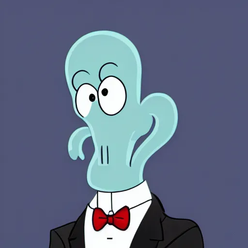 Prompt: handsome squidward portrait, cartoon network