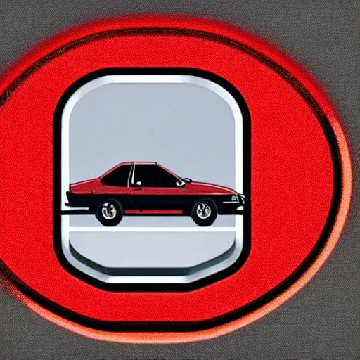 Image similar to stillframe of a 2 0 0 0 honda logo in dark red comor in the initial d series