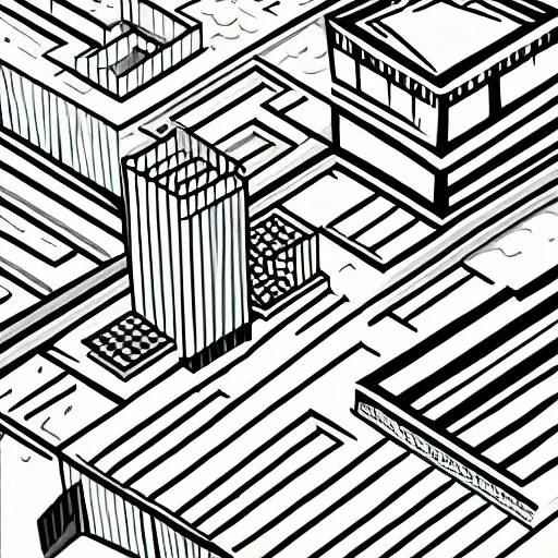 Image similar to an architectural dream, line vector art