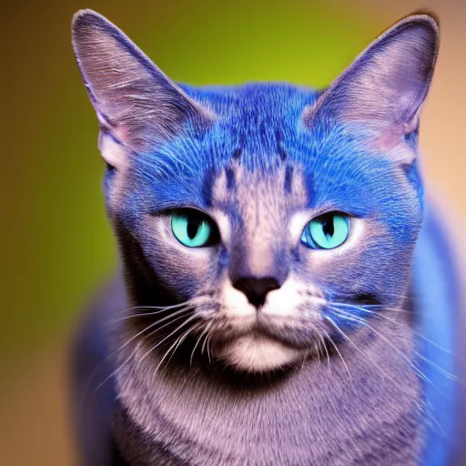 Image similar to photograph of a blue cat, detailed, high quality