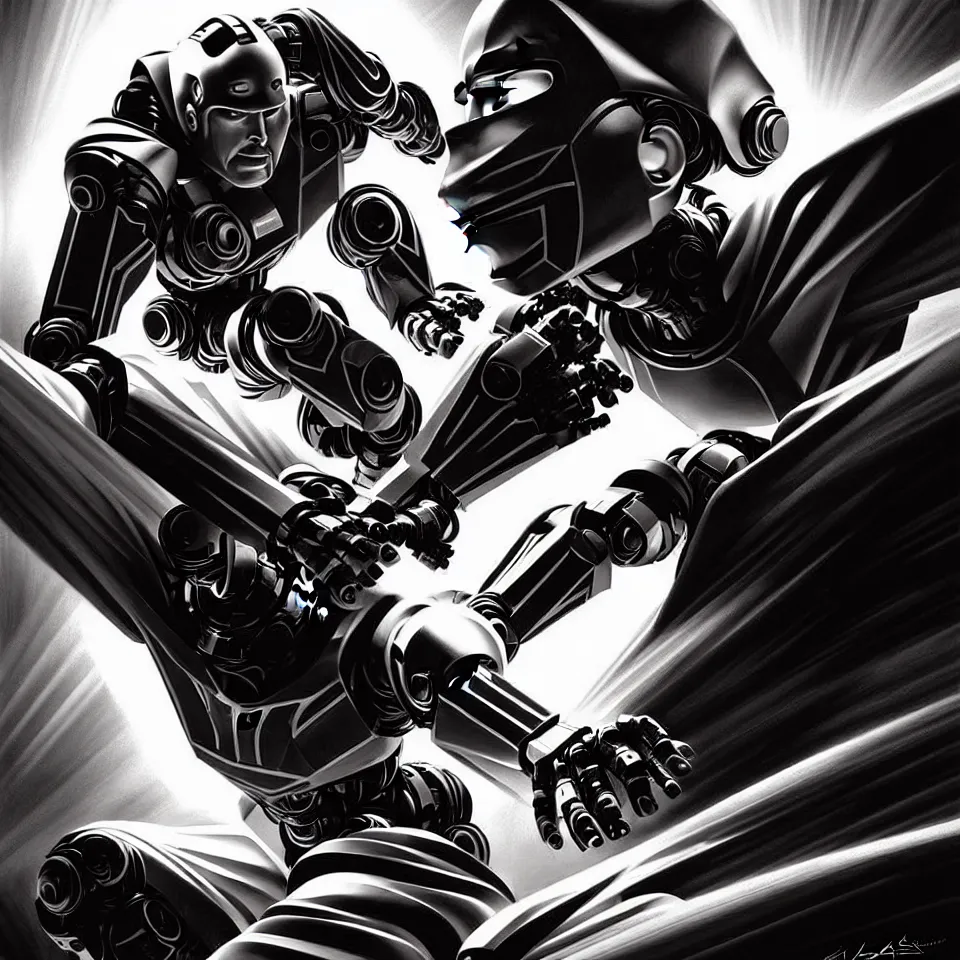 Image similar to sketch robot art by alex ross, dynamic lighting, cinematic, epic composition, masterpiece, sense of awe