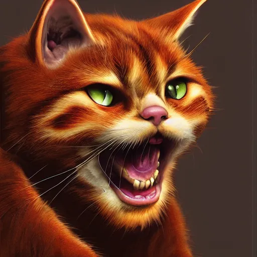 Prompt: ginger vampire cat in the museum, cuddly fur, highly detailed, sharp focus, digital painting, artwork by Victor Adame Minguez + Yuumei + Tom Lovell + Sandro Botticelli