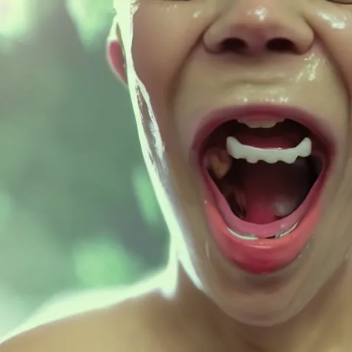 Image similar to soaking wet juicy uvula, 8 k, cinematic