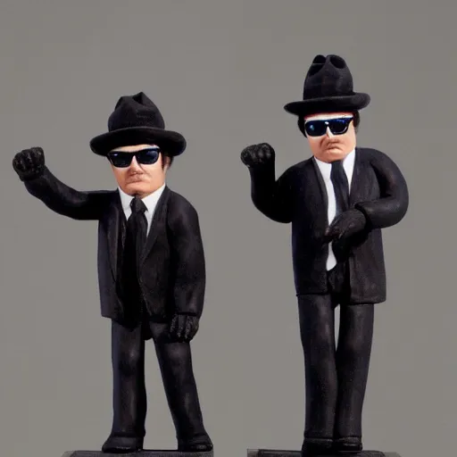 Image similar to a clay model of the blues brothers, highly detailed photo, hd