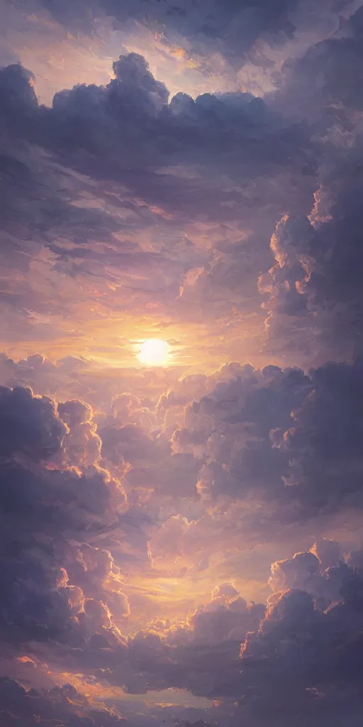 Image similar to a house in the sky clouds, sunset, greg rutkowski, zabrocki, karlkka, jayison devadas, trending on artstation, 8 k, ultra wide angle, zenith view, pincushion lens effect