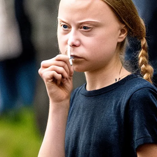 Image similar to greta thunberg smoking a cigarette