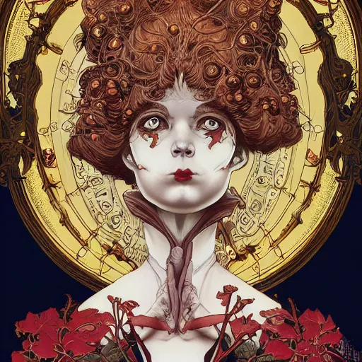 Image similar to portrait of crazy victorian girl, symmetrical, by yoichi hatakenaka, masamune shirow, josan gonzales and dan mumford, ayami kojima, takato yamamoto, barclay shaw, karol bak, yukito kishiro