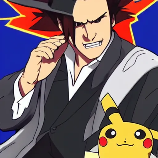 Image similar to quentin tarantino in the pokemon anime