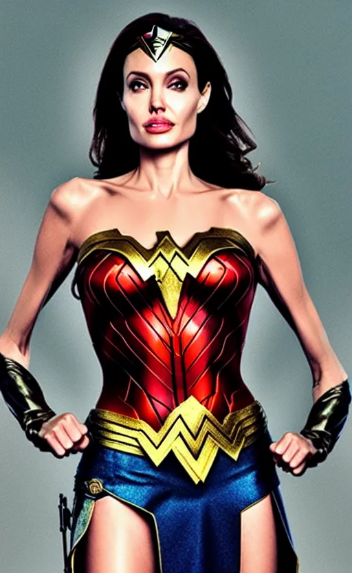 Prompt: Angelina Jolie as Wonder Woman