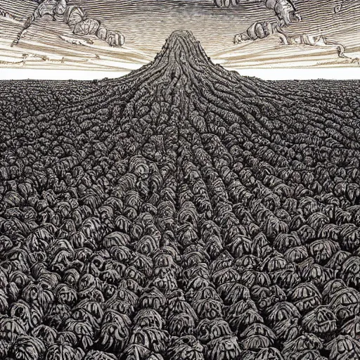 Image similar to Burning hellscape. Highly Detailed. Masterpiece. By Jeffrey Smith