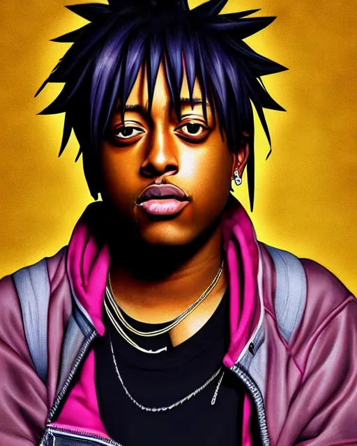 Image similar to juice wrld rapper rockstar legend highly detailed photo realistic naruto award winning character design digital art