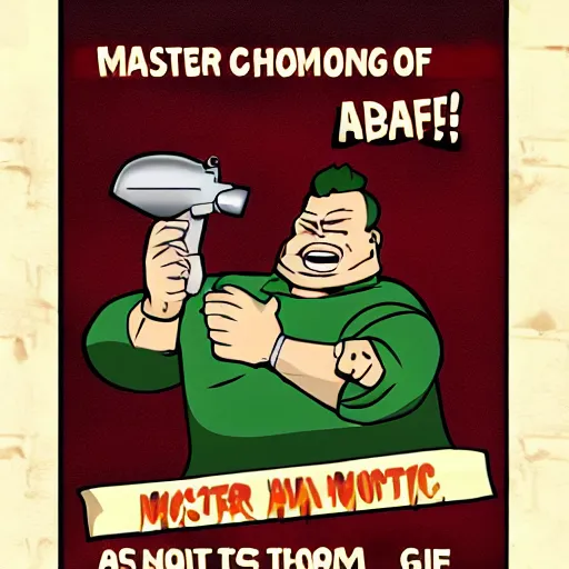 Prompt: master cheaf meets doomguy