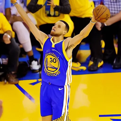 Image similar to steph curry trying to shoot a basket