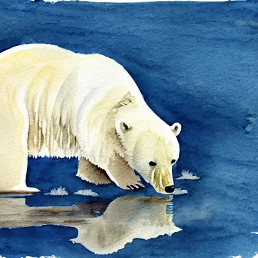 Image similar to a polar bear in water color