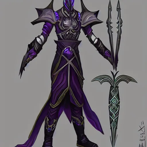 Prompt: xithrel the aetherborn hex blade warlock, full body, fantasy