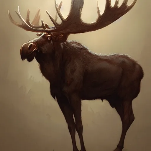 Image similar to anthropomorphic moose man by greg rutkowski