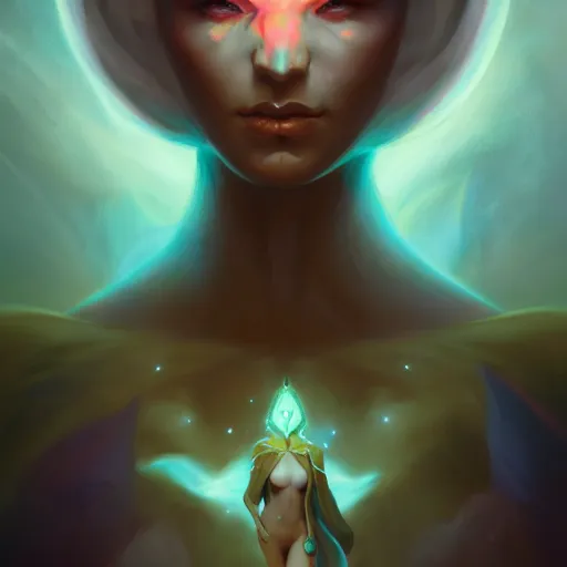 Image similar to nubile emanation by pete mohrbacher and greg rutkowski, digital art, unreal engine 5, wlop, trending on artstation, deviantart, pinterest, symmetrical portrait, rule of thirds, 4 k uhd image