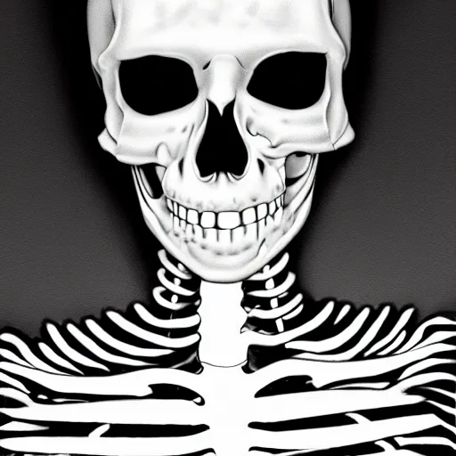 Prompt: portrait of a skeleton, anime, hyperrealistic