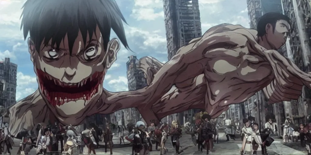 da baby as an ugly titan, attack on titan, shingeki