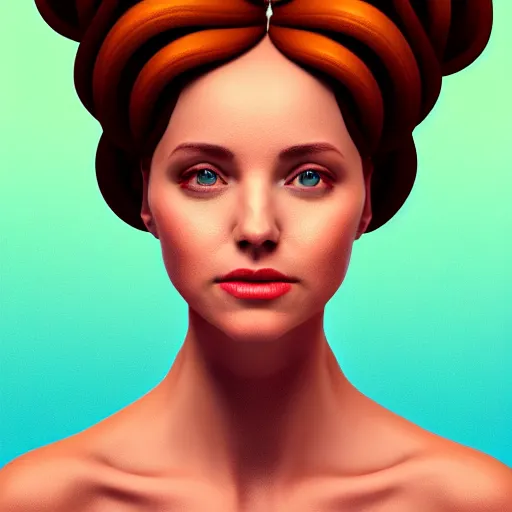 Image similar to portrait of a woman with a bundt face, digital art, 8k, trending on artstation