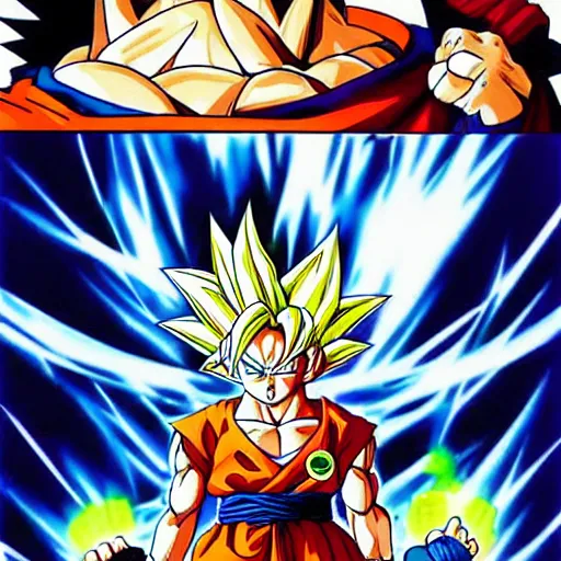 Prompt: an epic portrayal of goku son's power