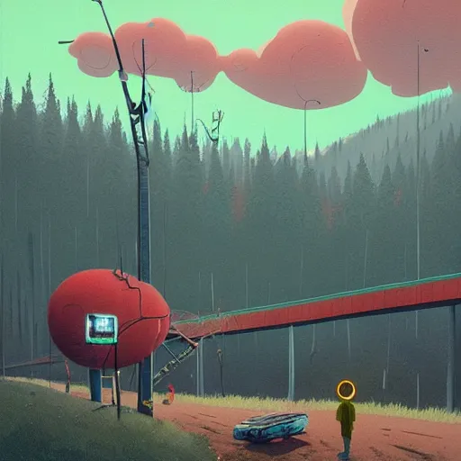 Image similar to painting by simon stalenhag