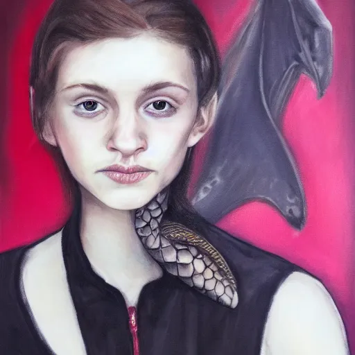 Prompt: award winning anachrome studio portrait of a girl with a dragon tattoo