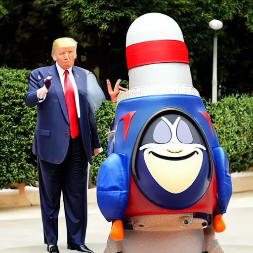 Prompt: donald trump with rocket backpack