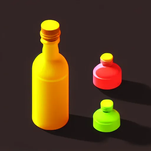 Prompt: an old bottle isometric 3 d icons for mobile game, 8 k resolution, gamedesign, octane render, blender 3 d