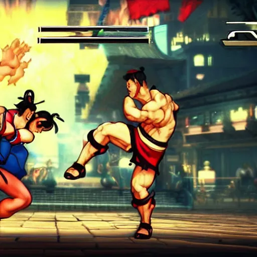 Image similar to chun li fighting ryu in street fighter v