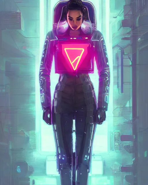 Image similar to detailed portrait Gal Gadot Neon Operator Girl, cyberpunk futuristic neon, reflective puffy coat, decorated with traditional Japanese ornaments by Ismail inceoglu dragan bibin hans thoma greg rutkowski Alexandros Pyromallis Nekro Rene Maritte Illustrated, Perfect face, fine details, realistic shaded, fine-face, pretty face