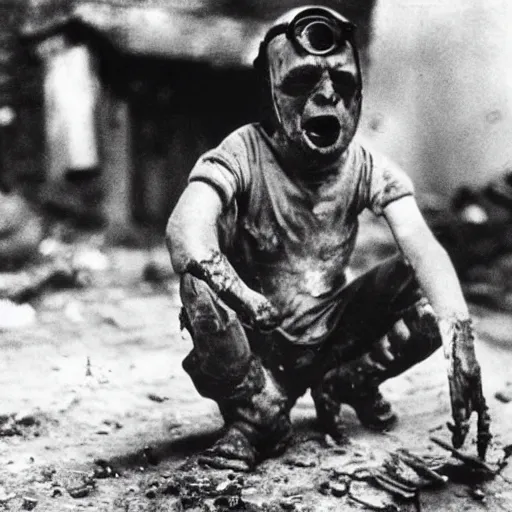 A minion suffering from shell shock during world war