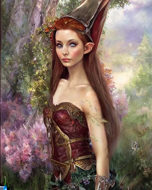 Prompt: a beautiful elf princess, oil painting, by laura sava