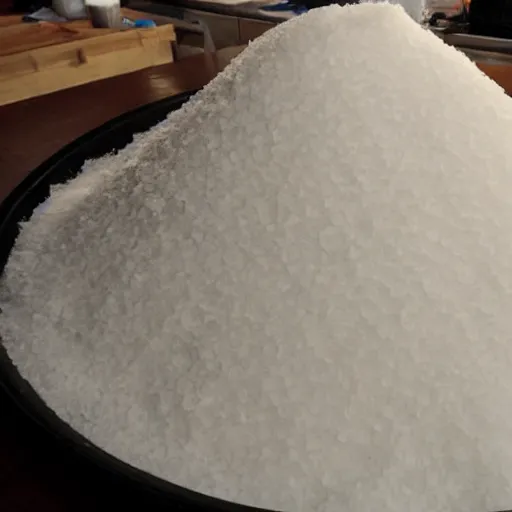 Prompt: mound of salt shaped like mount everest