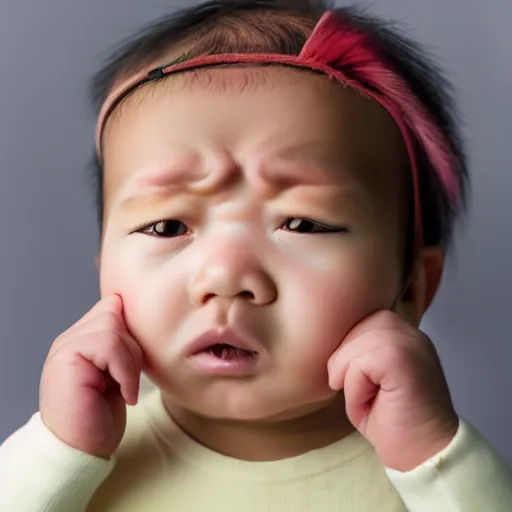 Image similar to a baby with headache,